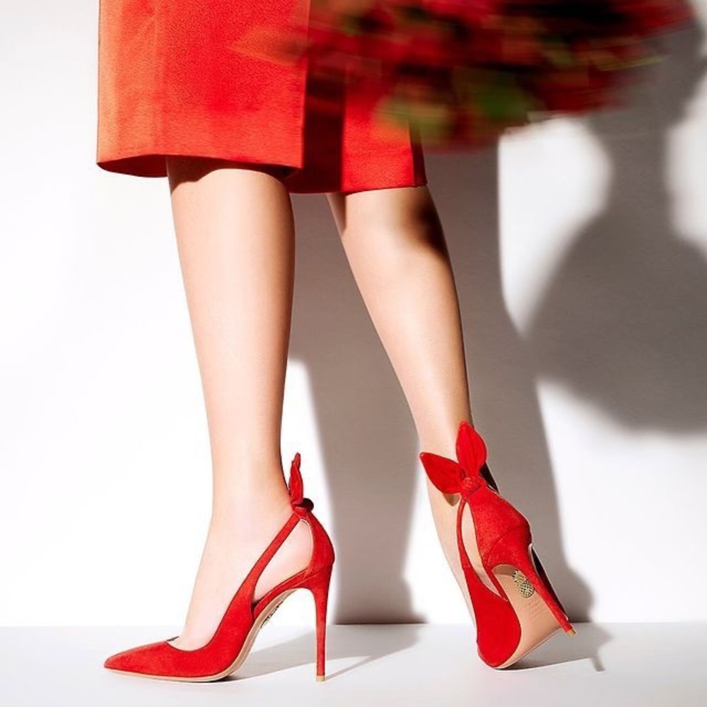 Aquazzura Deneuve Red suede Bow Tie Pump 36.5 $850